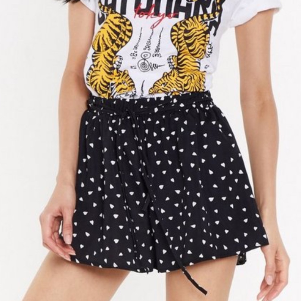 Black and White Flowy Shorts